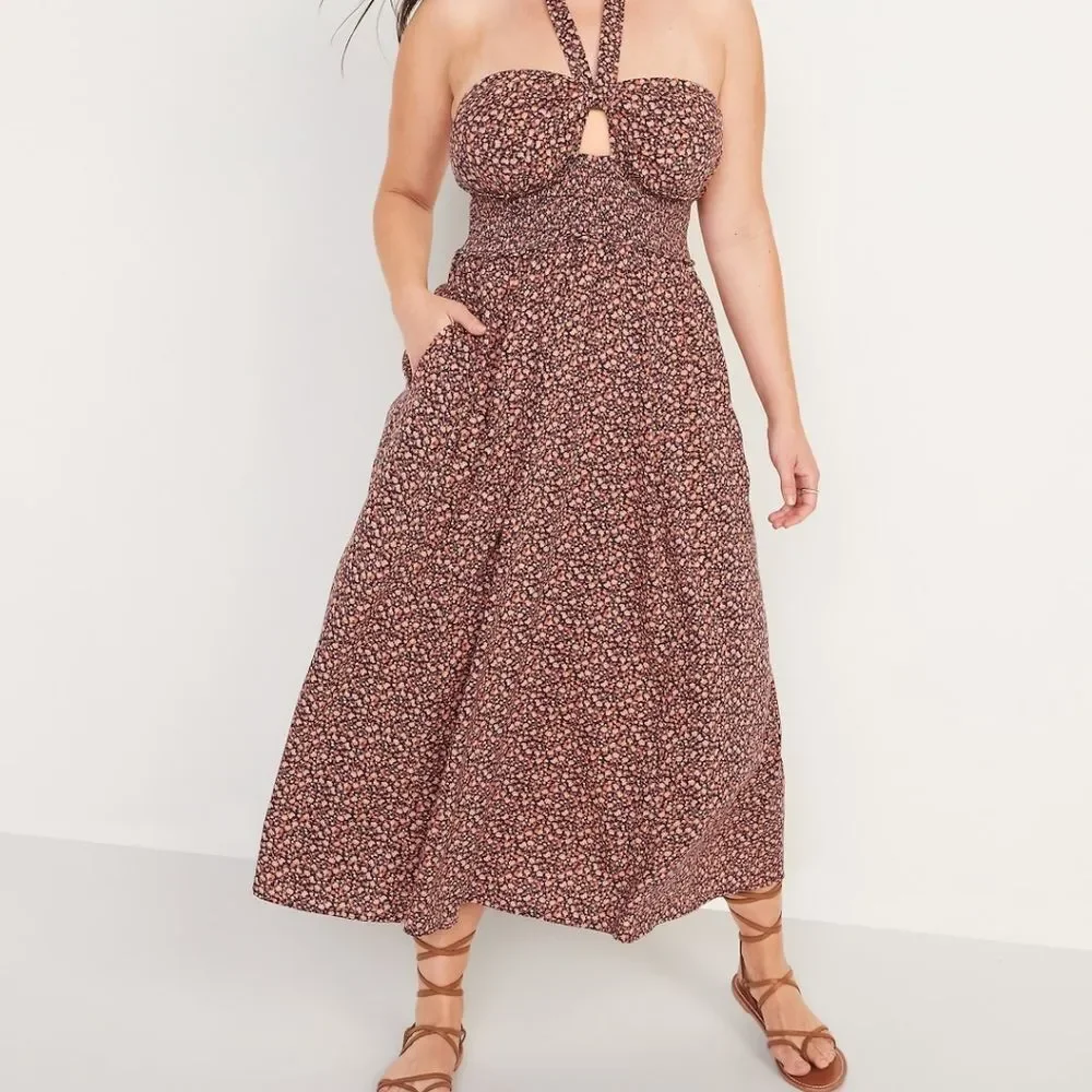 Old Navy Large Dress Floral Leaves Fall Halter Or Strapless